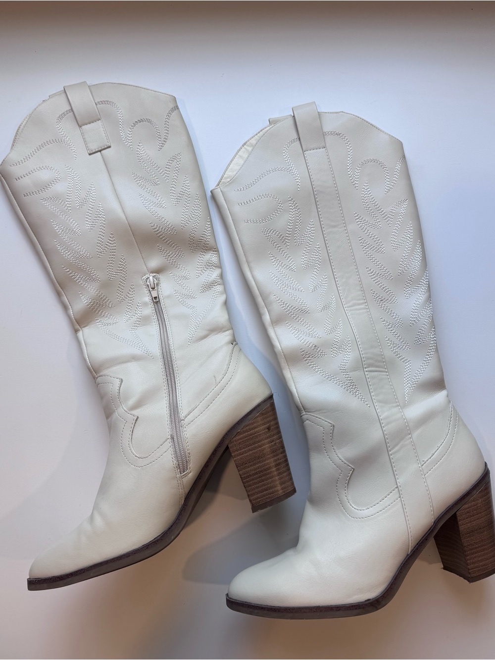 Altar'd State Cream Western Block Heel Boots
